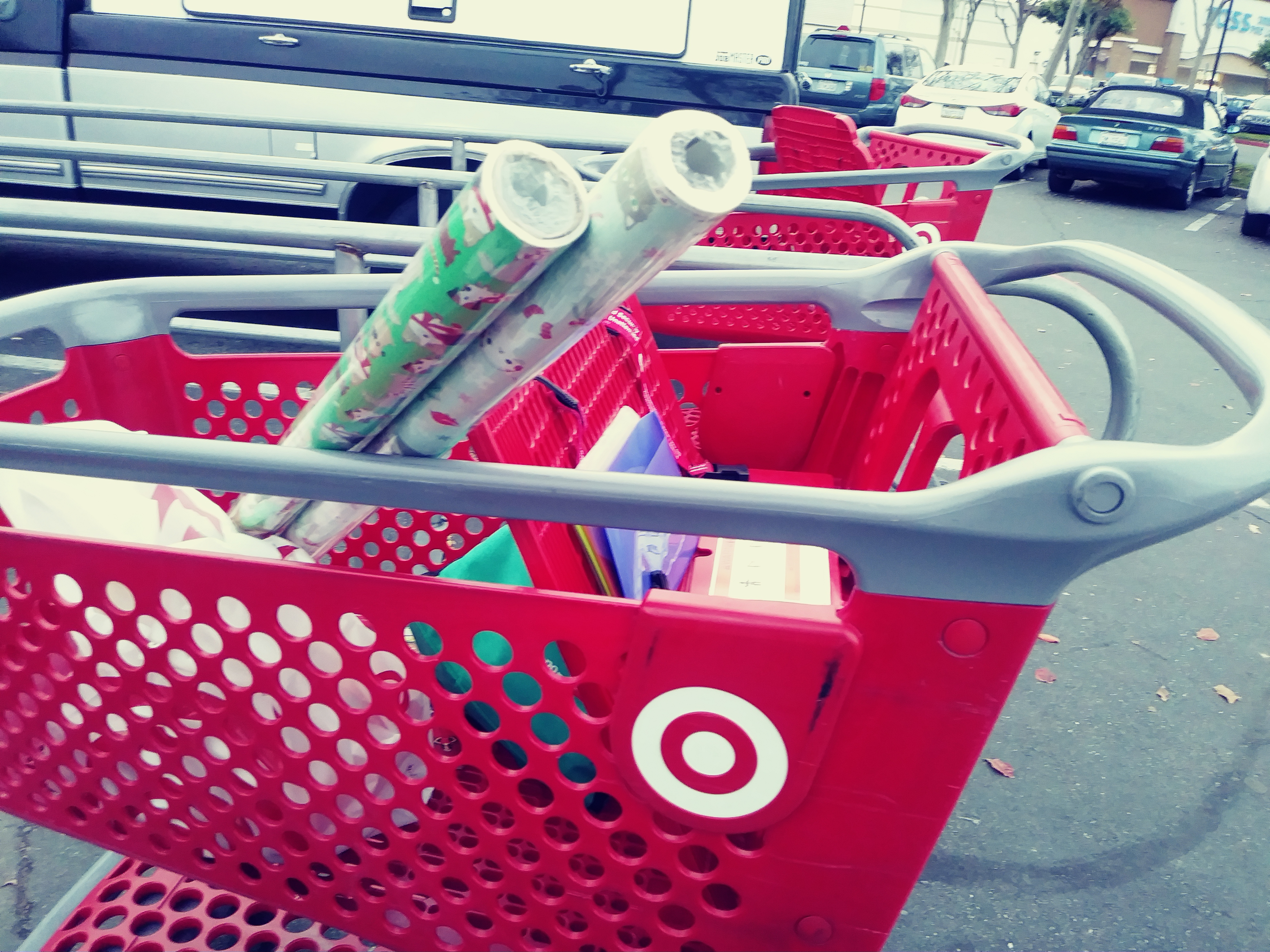 Target cart with wrapping paper