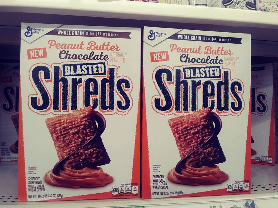 Blasted Shreds cereal boxes