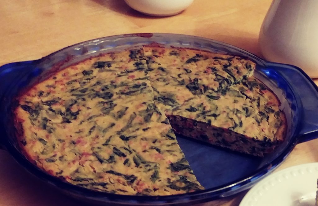 tofu spinach quiche one slice missing