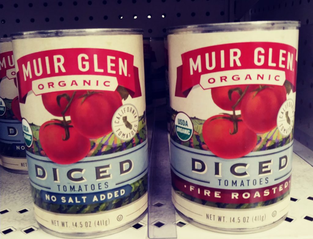 Muir Glen Tomatoes cans