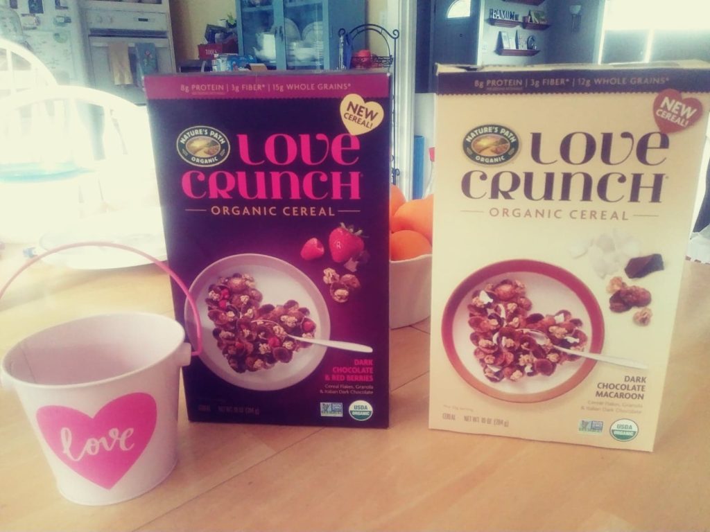 Love Crunch cereal boxes
