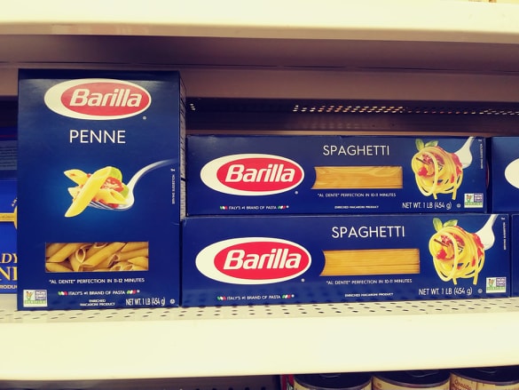 Barilla Pasta on store shelf