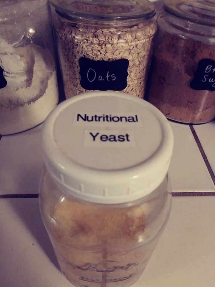 nutritional yeast labeled mason jar