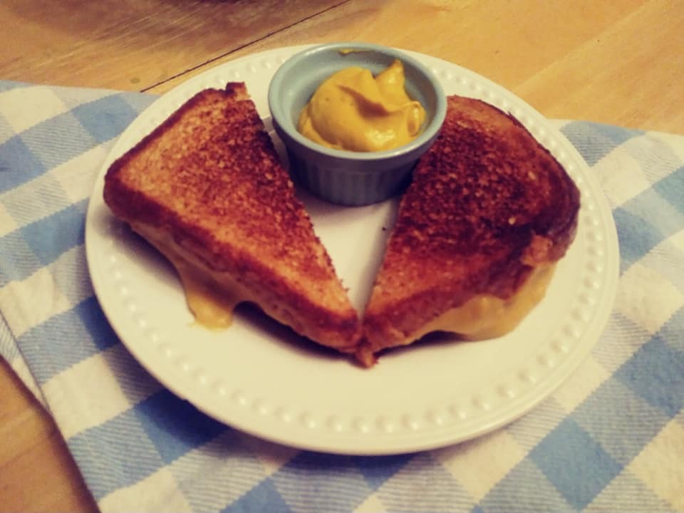 grilled cheese sandwich made with cheese sauce