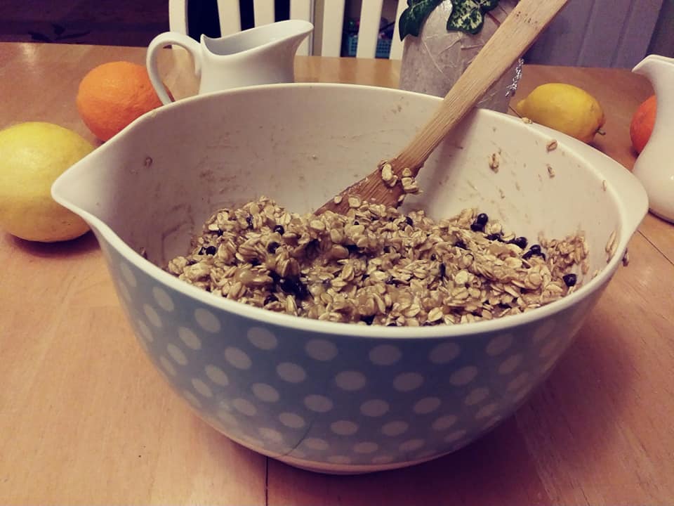 mixing banana-oat-cookies-in-bowl