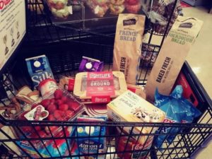 Grocery Cart Filled with Vegan Groceries at Safeway