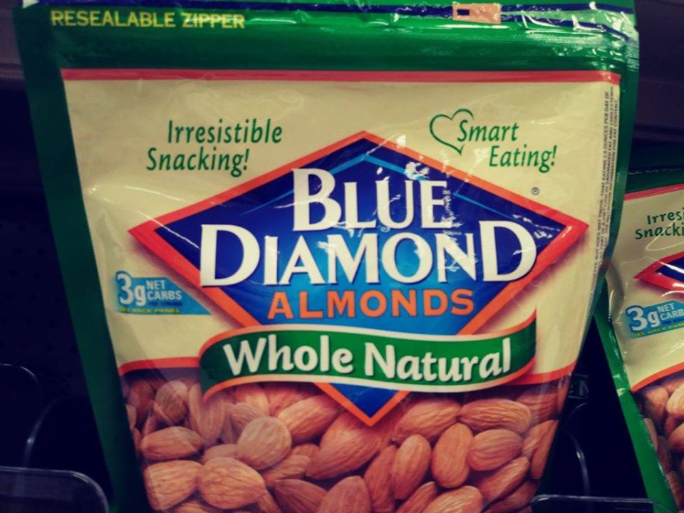 bag of Blue Diamond one pound whole natural almonds