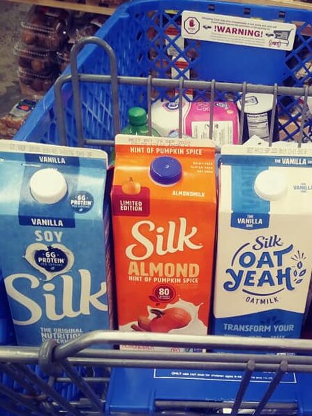 Silk Milks in Grocery Outlet cart