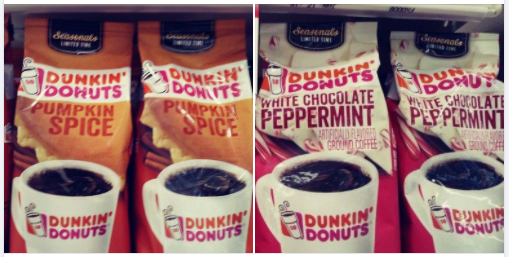 Dunkin' Donuts Pumpkin Spice & White Chocolate Peppermint Coffee Bags