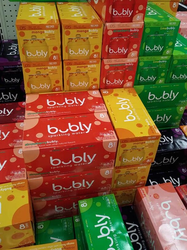 cases of bubly sparkling water at Target