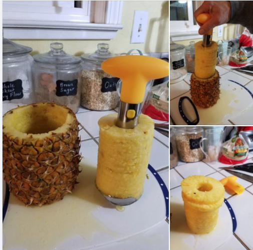 Pineapple Slicer Tool with Sliced & Cored Pineapple
