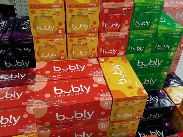 many boxes of bubly sparkling water