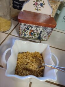 almond parmesan in serving dish