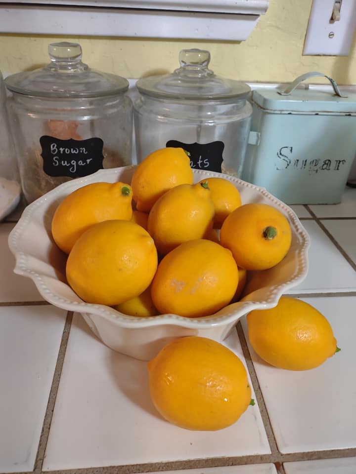 Lemons in a white bowl