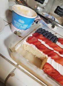 Flag cake I made with strawberries and bluberries