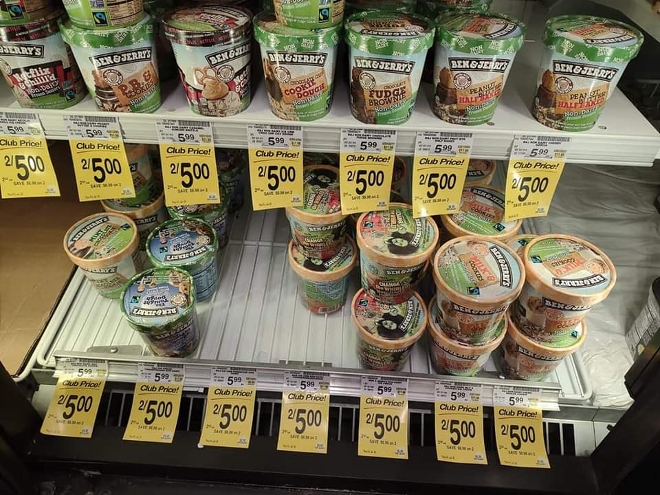 Ben and Jerry's non-dairy ice cream pints Safeway $2.50