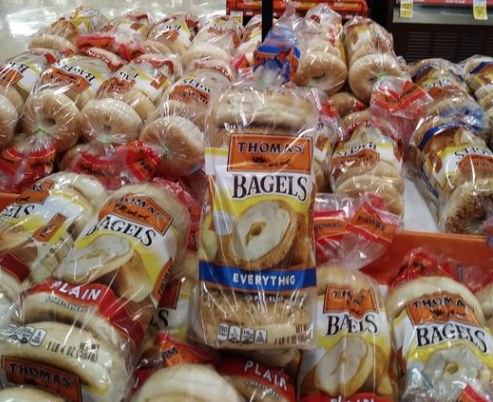 large pile of Thomas' bagels