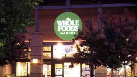 Whole Foods storefront at night