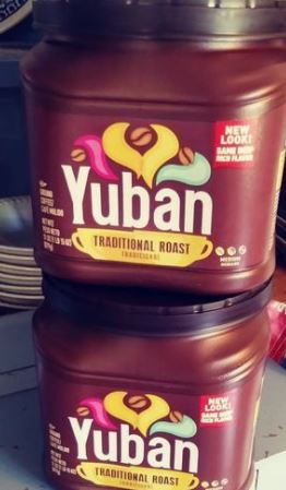 Yuban Coffee plastic tubs