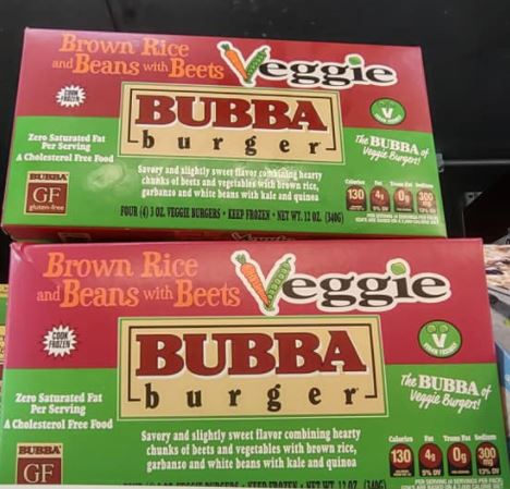 boxes of Bubba burgers