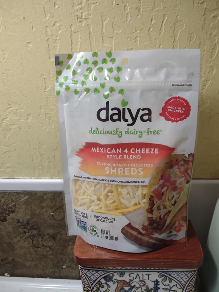 Bag of Daiya Mexican four cheese style shreds