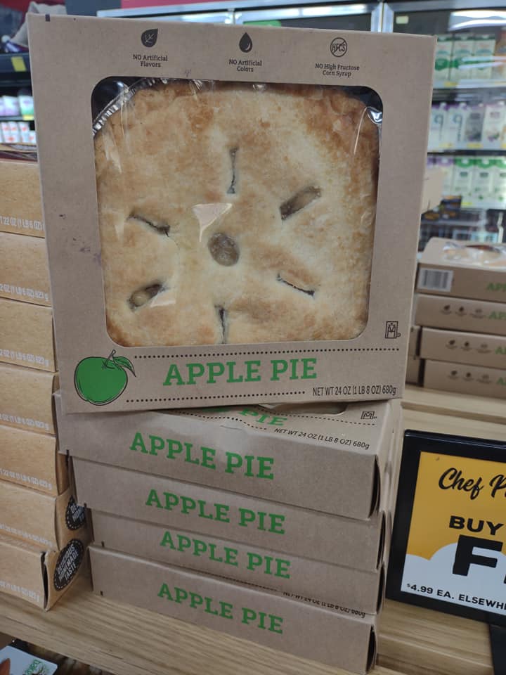 Weston Foods boxes of apple pies at Grocery Outlet