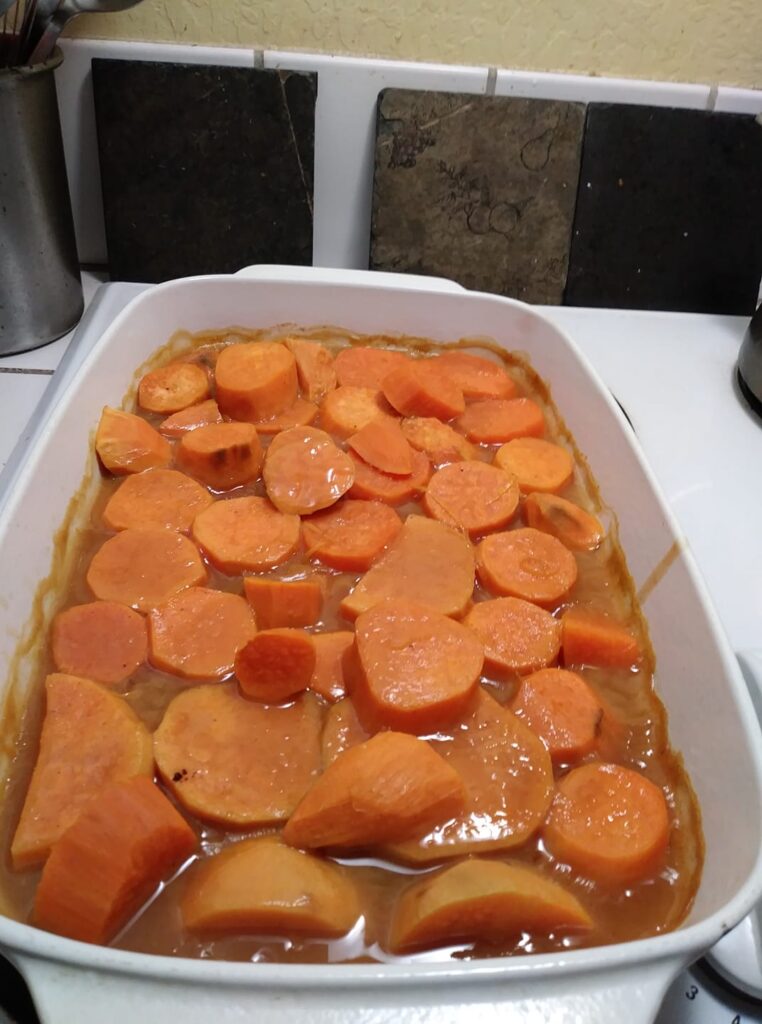 homemade Thanksgiving glazed sweet potatoes
