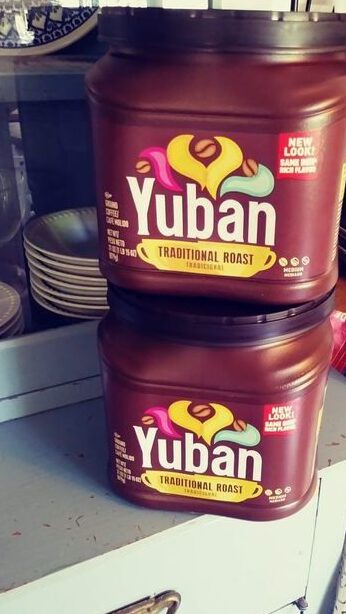 Yuban coffee plastic tubs