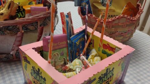 Easter Sour Patch box made with candy boxes.