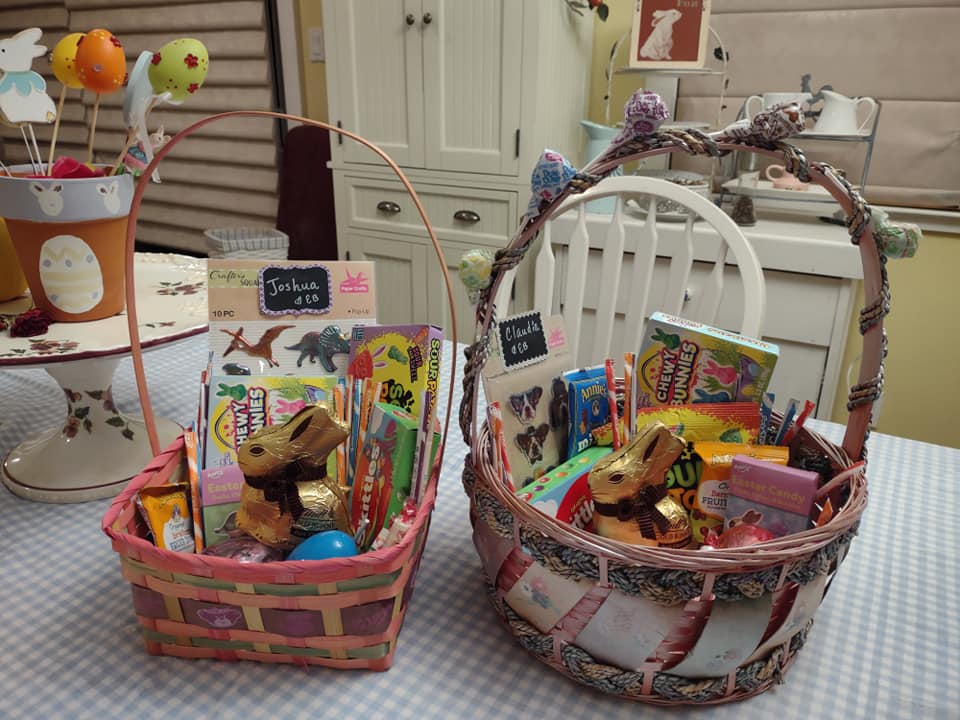 Easter baskets filled with vegan candy