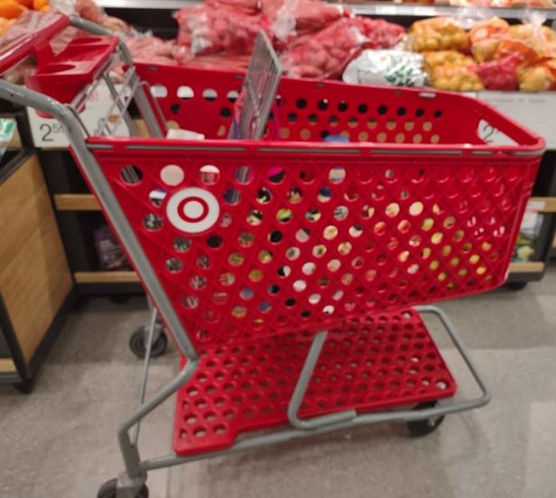 Target grocery cart in Produce department