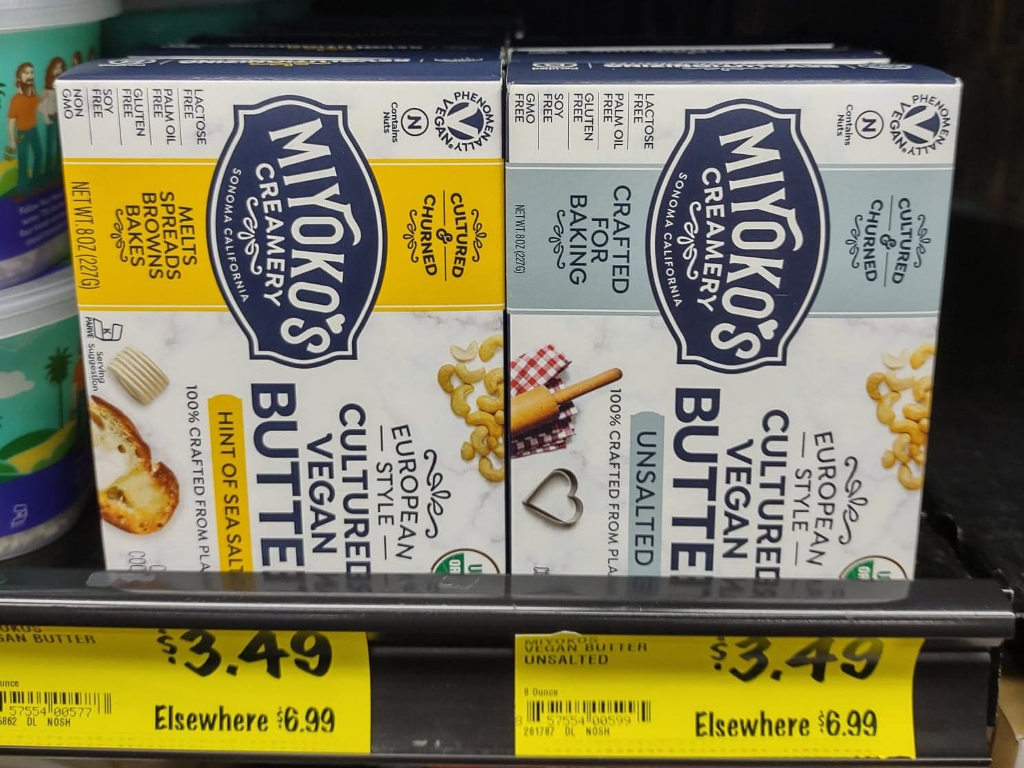 Miyoko's vegan butters marked $3.49 at Grocery Outlet
