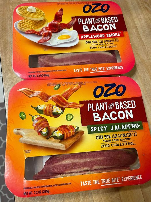 Ozo plant based bacon packs