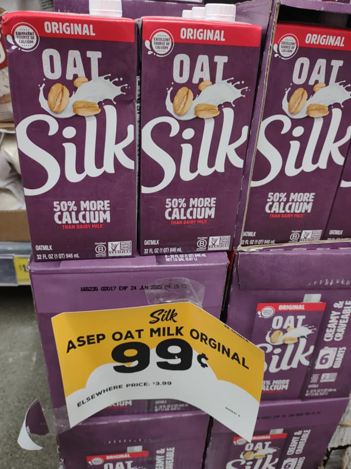 Silk oatmilk Grocery Outlet $.99