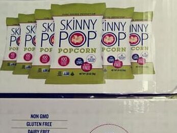 box with 28 individual bags of Skinny Pop