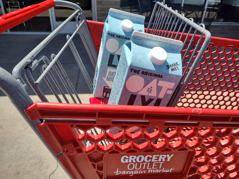 Grocery Outlet Cart with Oatly milks
