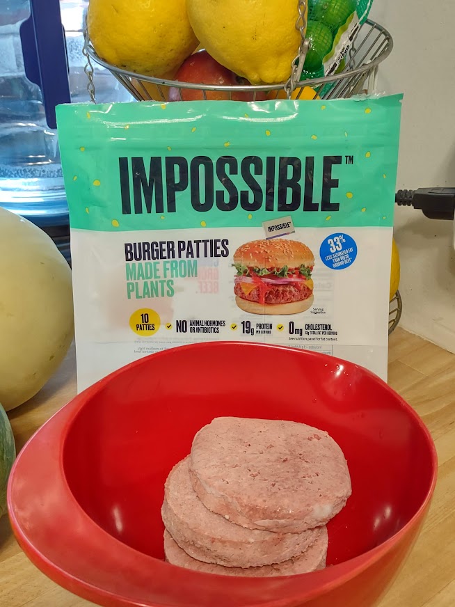 bowl with Impossible burgers