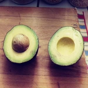 Avocado cut open halves