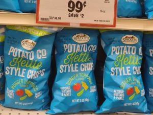 Sprouts burger toppings chips bags