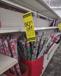 Wrapping paper with 90% off sign