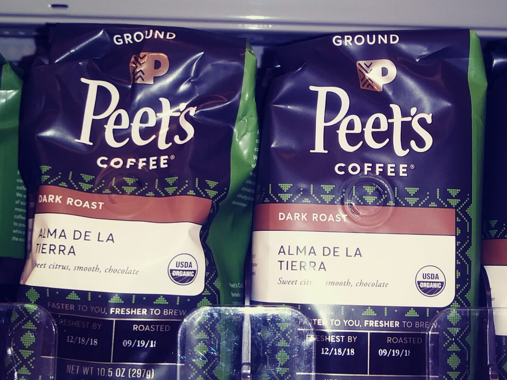 Bags of Peet's Alma De La Tierra Coffee